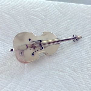 Vintage Hecho En Mexico silver violin, musical instrument, brooch pin .925